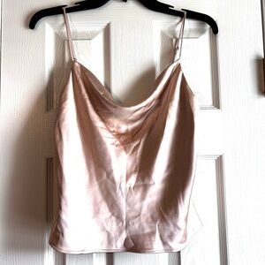 ZARA Satin Cowl Neck Tank Top Blush Pink Small